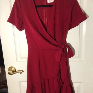 Red ruffled dress